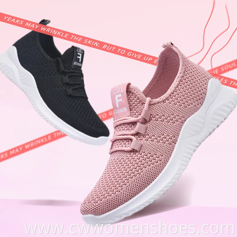 Wholesale Women's Running Shoes Fashion Slip on Walking Tennis Sneakers Lightweight Breathable Mesh Casual Sports Shoes